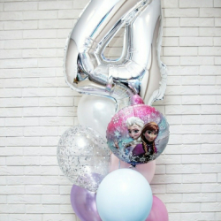 Фонтан из шаров с цифрой Холодное сердце