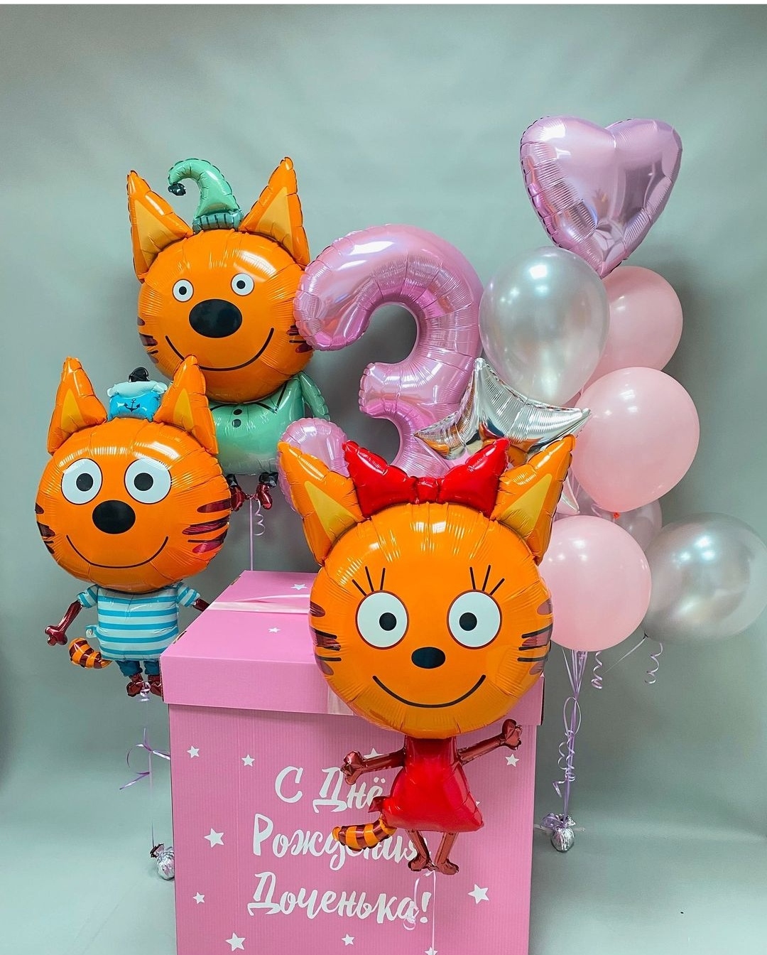 коробка с шарами 3 кота