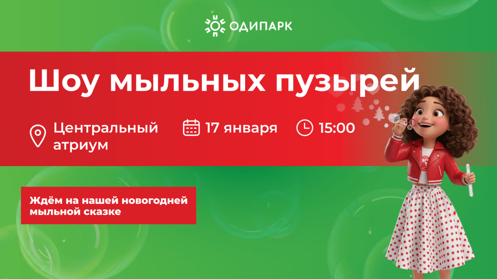 Новогоднее мыльное шоу в ТРЦ «Одипарк»