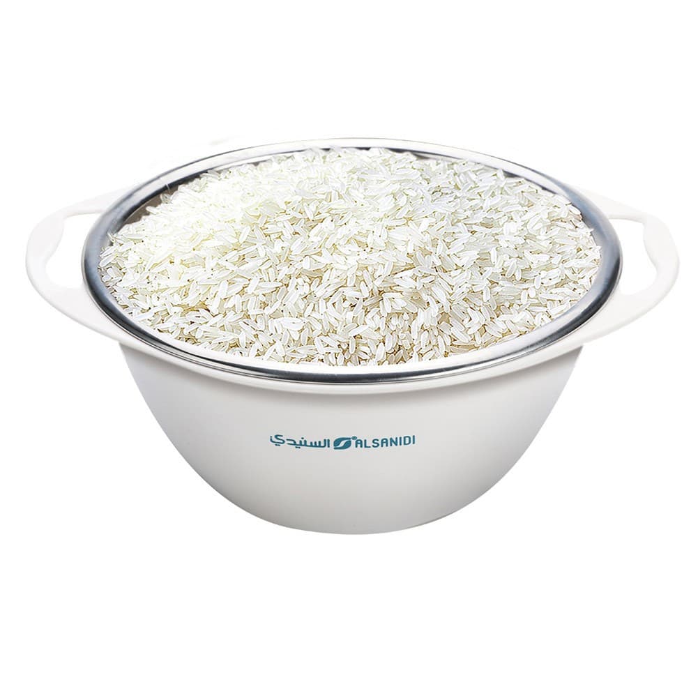 ALSANIDI, Stainless steel rice strainer, Rice, Vegetables and fruits strainer, White, Size 16 Cm