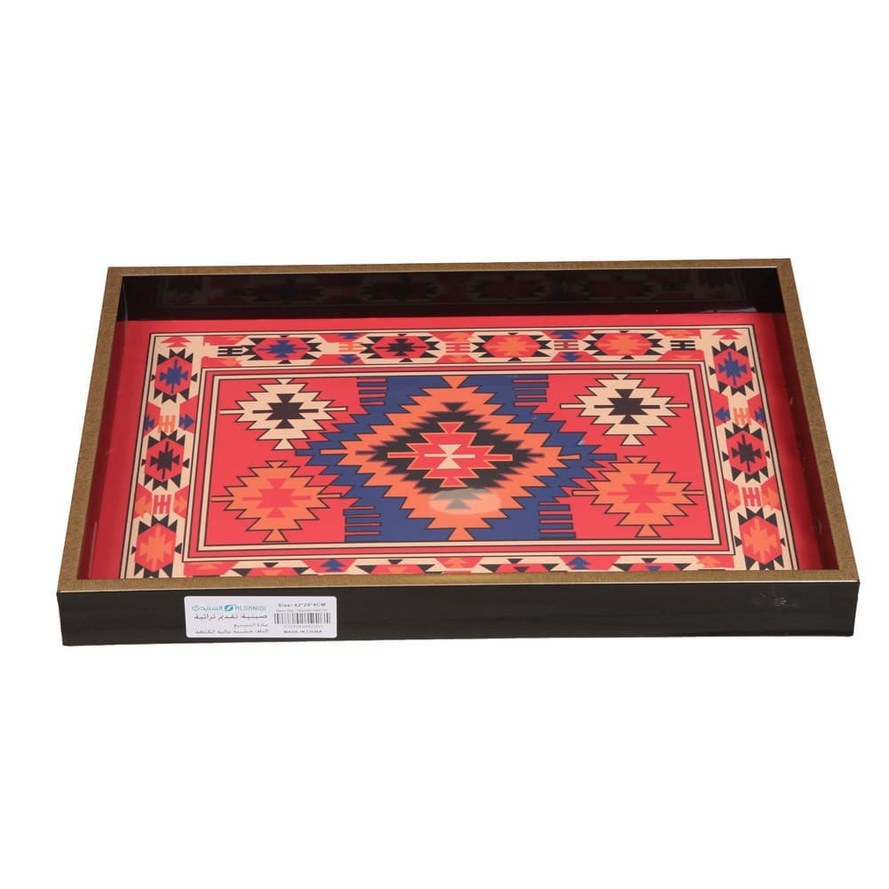 ALSANIDI, Heritage Tray, Serving Tray, Black*Red, Size 35*48 Cm