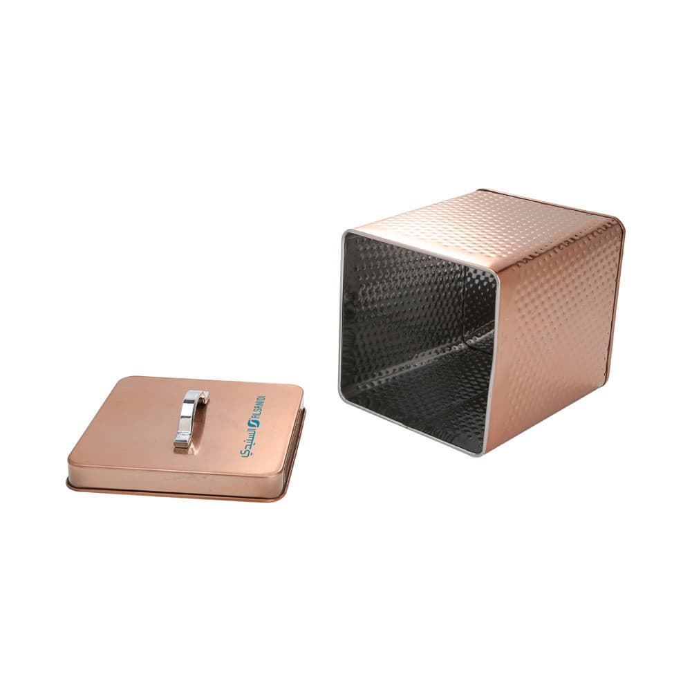 ALSANIDI, Habb Al-Romman Steel Spices Storage, Tea, coffee and sugar storage for trips, Coppery, Size 12*16*18 Cm