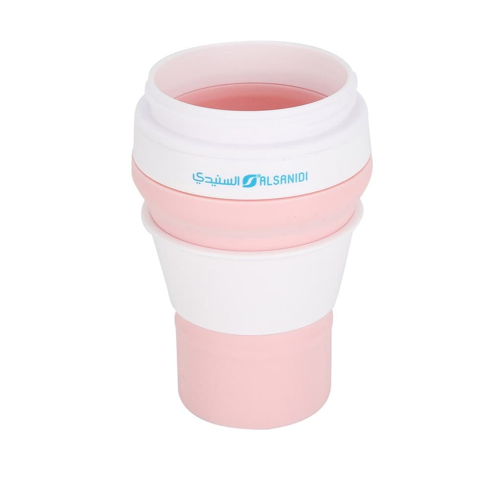 ALSANIDI, Silicone coffee and tea cup, Coffee cup for trips and travel, Pink, capacity 350 ml