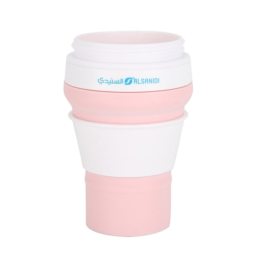ALSANIDI, Silicone coffee and tea cup, Coffee cup for trips and travel, Pink, capacity 350 ml