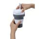 ALSANIDI, Silicone coffee and tea cup, Coffee cup for trips and travel, Gray, capacity 600 ml