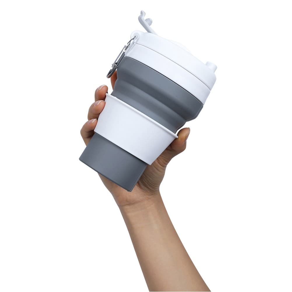 ALSANIDI, Silicone coffee and tea cup, Coffee cup for trips and travel, Gray, capacity 600 ml