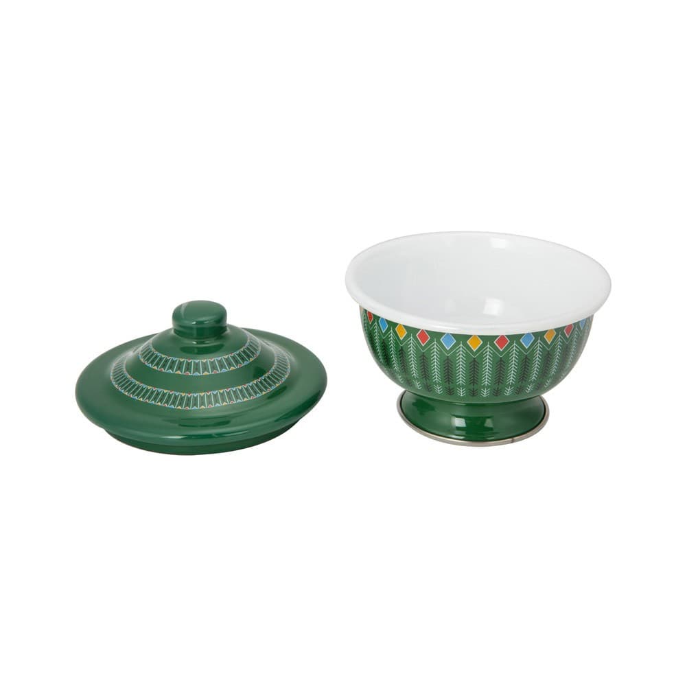 ALSANIDI, Al-Qatt Al-Asiri inscription bowel, bowel with Lid, Green, Size 13 Cm