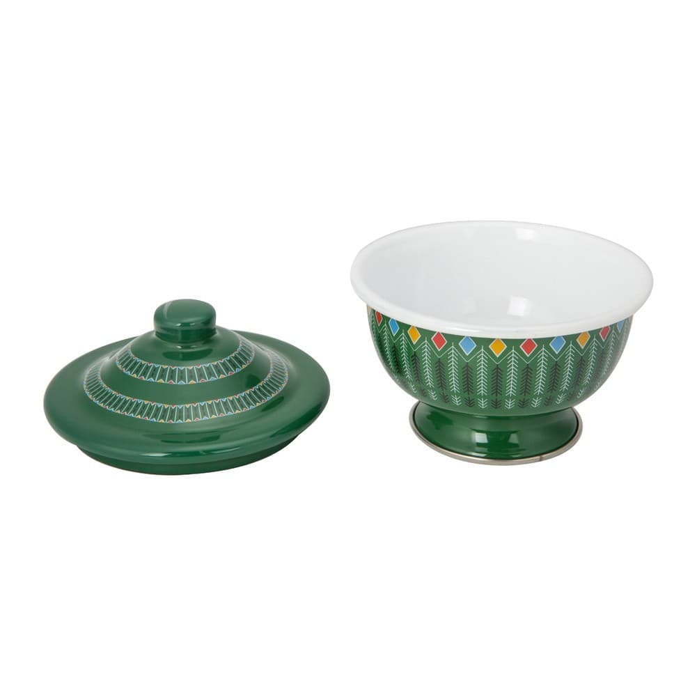 ALSANIDI, Al-Qatt Al-Asiri inscription bowel, bowel with Lid, Green, Size 14 Cm