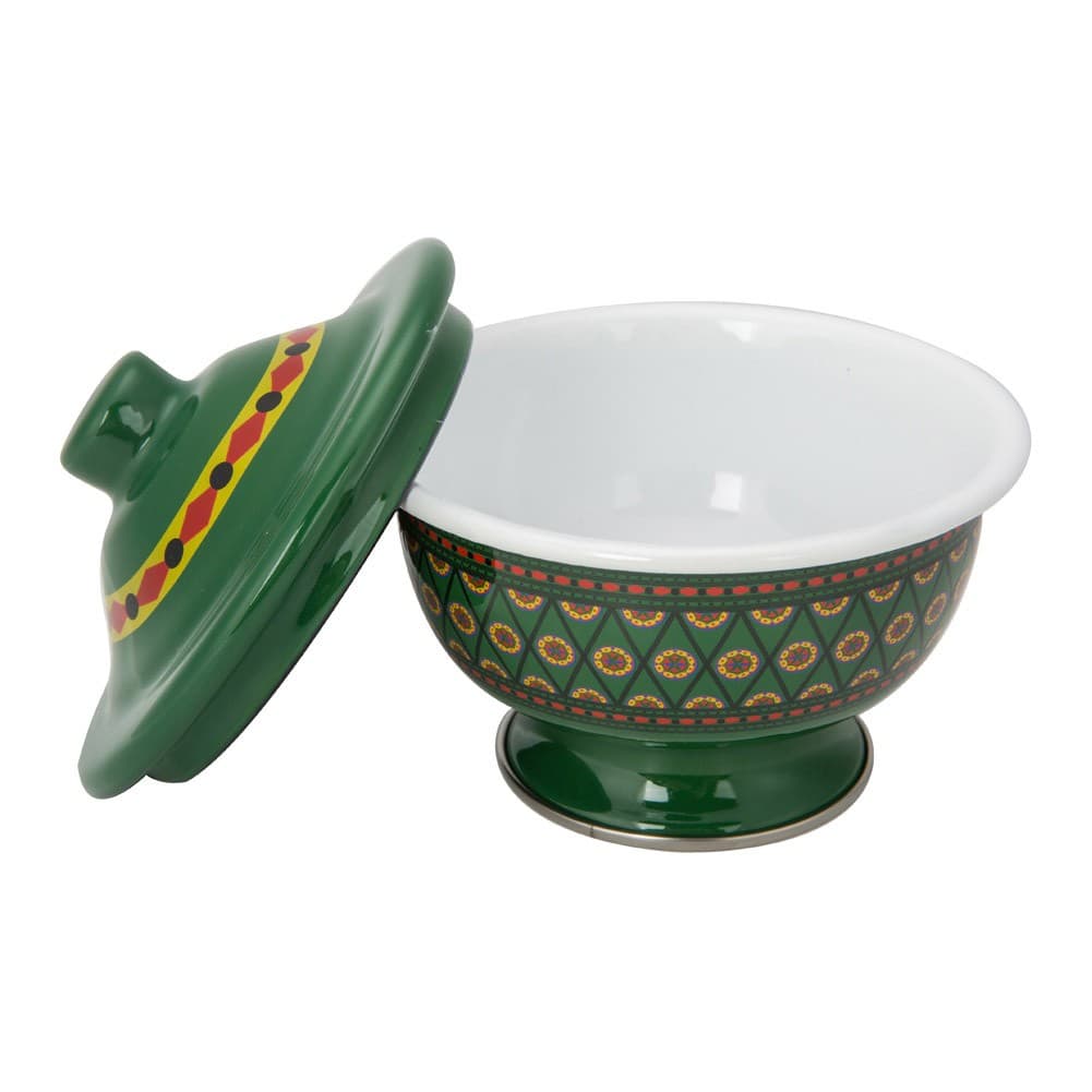 ALSANIDI, Najdi inscription bowel, bowel with Lid, Green, Size 13 Cm
