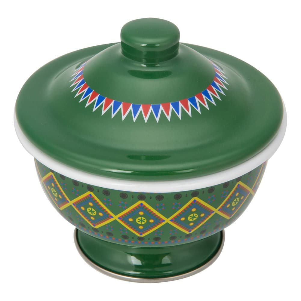 ALSANIDI, Najdi inscription bowel, bowel with Lid, Green, Size 12 Cm