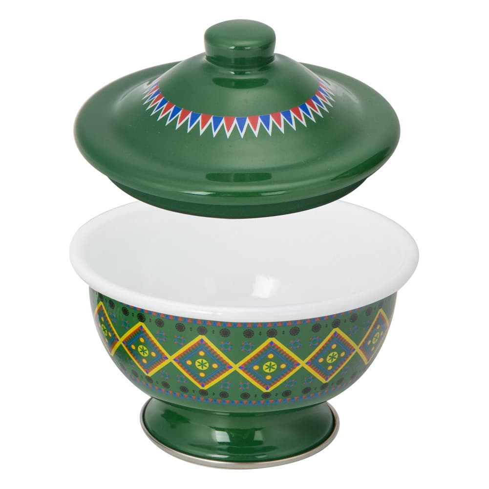 ALSANIDI, Najdi inscription bowel, bowel with Lid, Green, Size 12 Cm
