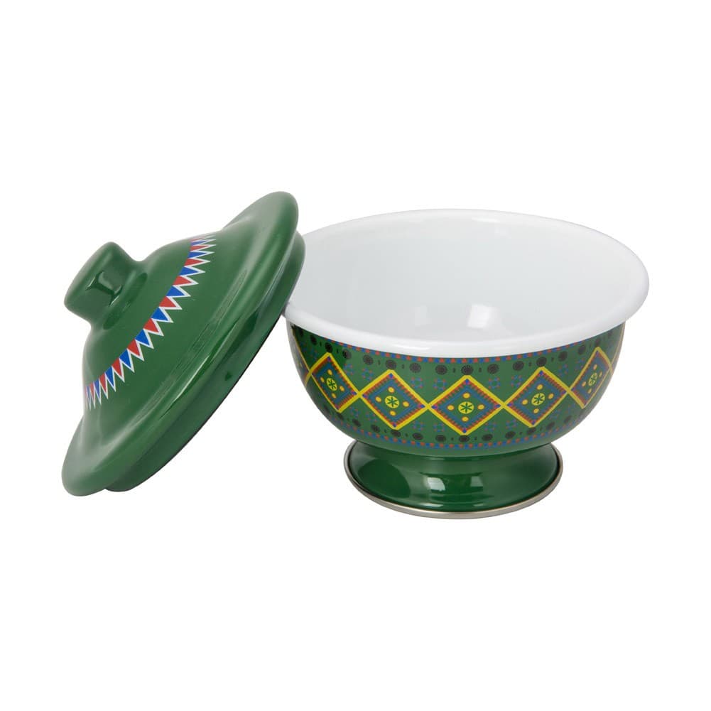 ALSANIDI, Najdi inscription bowel, bowel with Lid, Green, Size 13 Cm