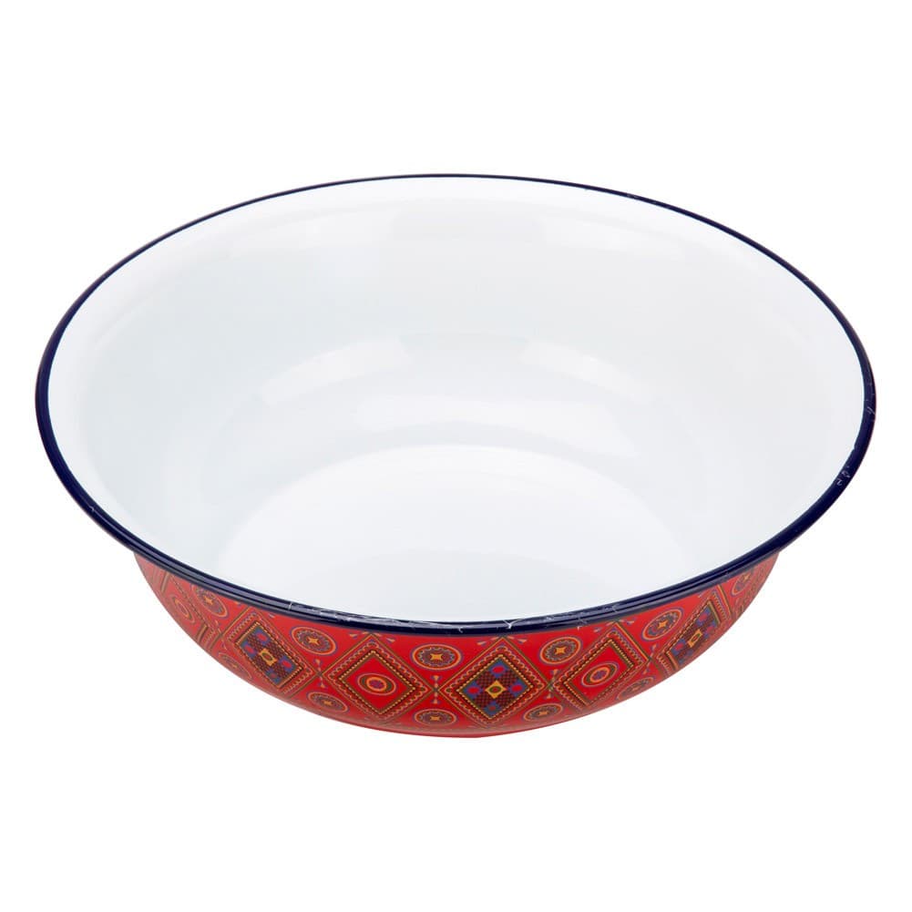 ALSANIDI, Najdi inscription Badia Pan, Salad bowel, Red, Size 35.5*11.4 Cm
