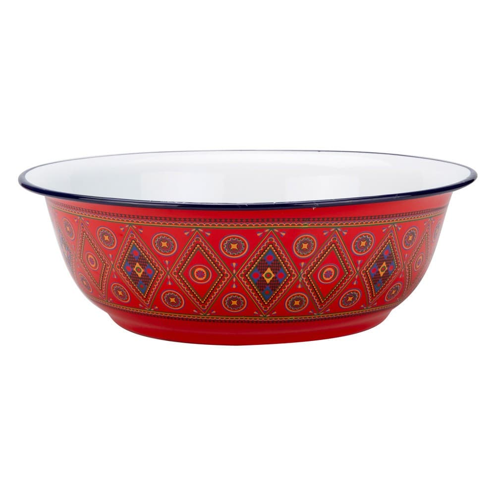 ALSANIDI, Najdi inscription Badia Pan, Salad bowel, Red, Size 35.5*11.4 Cm