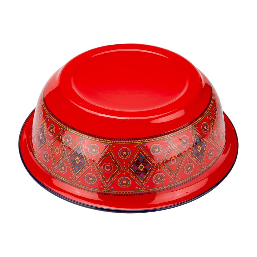 ALSANIDI, Najdi inscription Badia Pan, Salad bowel, Red, Size 35.5*11.4 Cm