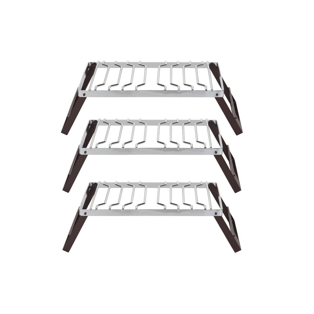 ALSANIDI, Portable Outdoor Burner Stand, Portable mini barbecue charcoal grill for picnics, Silver*Brown, Size 25*50 Cm