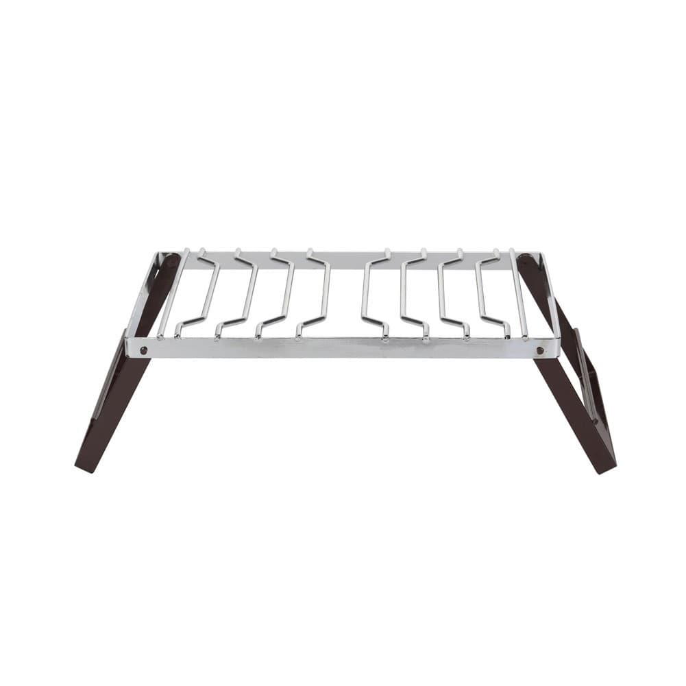ALSANIDI, Portable Outdoor Burner Stand, Portable mini barbecue charcoal grill for picnics, Silver*Brown, Size 30*40 Cm