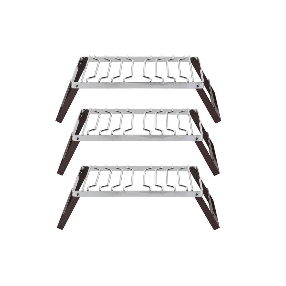 ALSANIDI, Portable Outdoor Burner Stand, Portable mini barbecue charcoal grill for picnics, Silver*Brown, Size 30*40 Cm