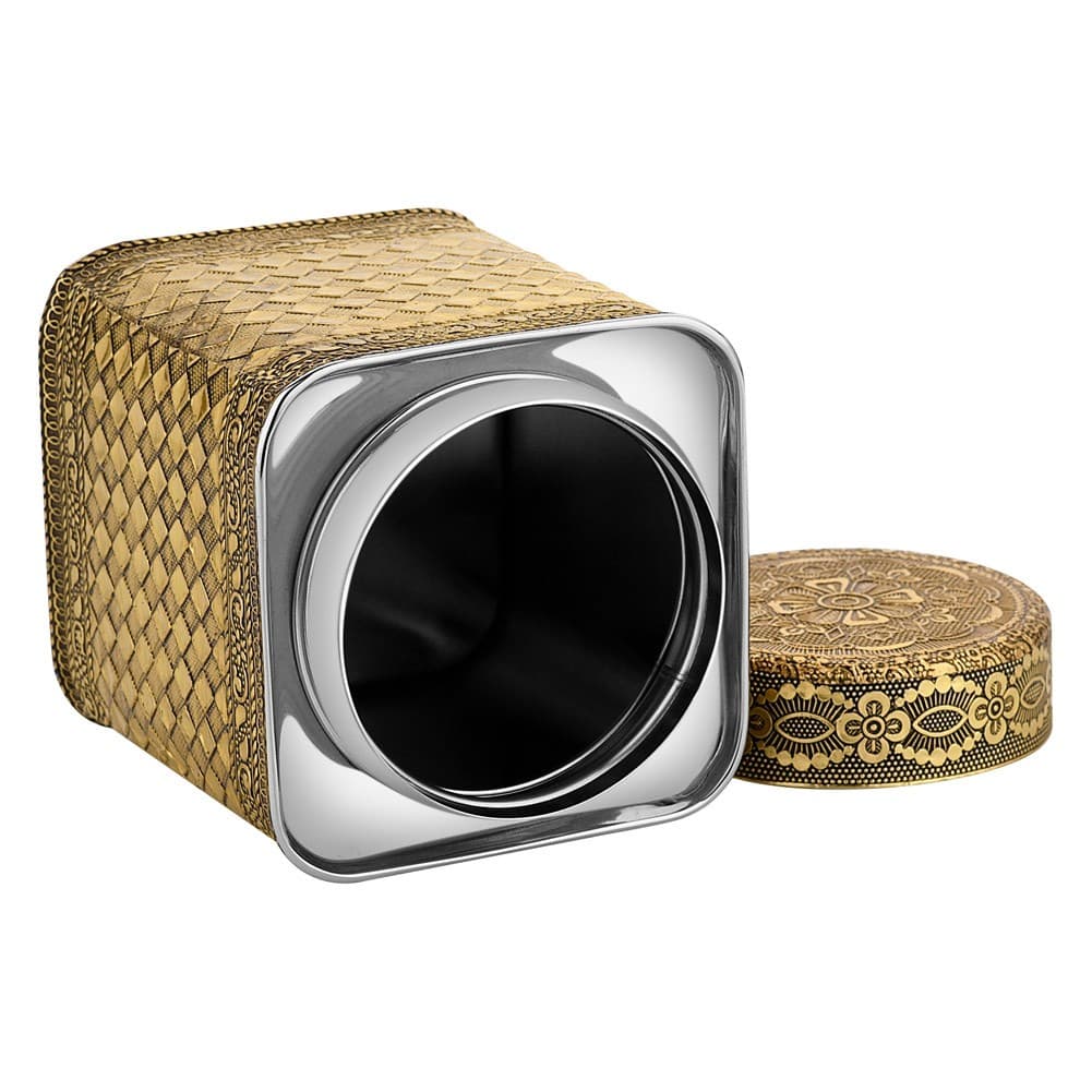 ALSANIDI, Indian Stainless steel Spices storage, Tea, coffee and sugar storage for trips, Gold, Size 2