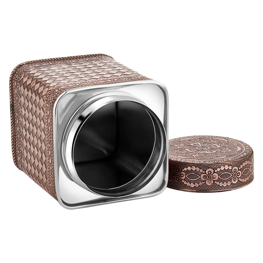 ALSANIDI, Indian Stainless steel Spices storage, Tea, coffee and sugar storage for trips, Bronze, Size 2