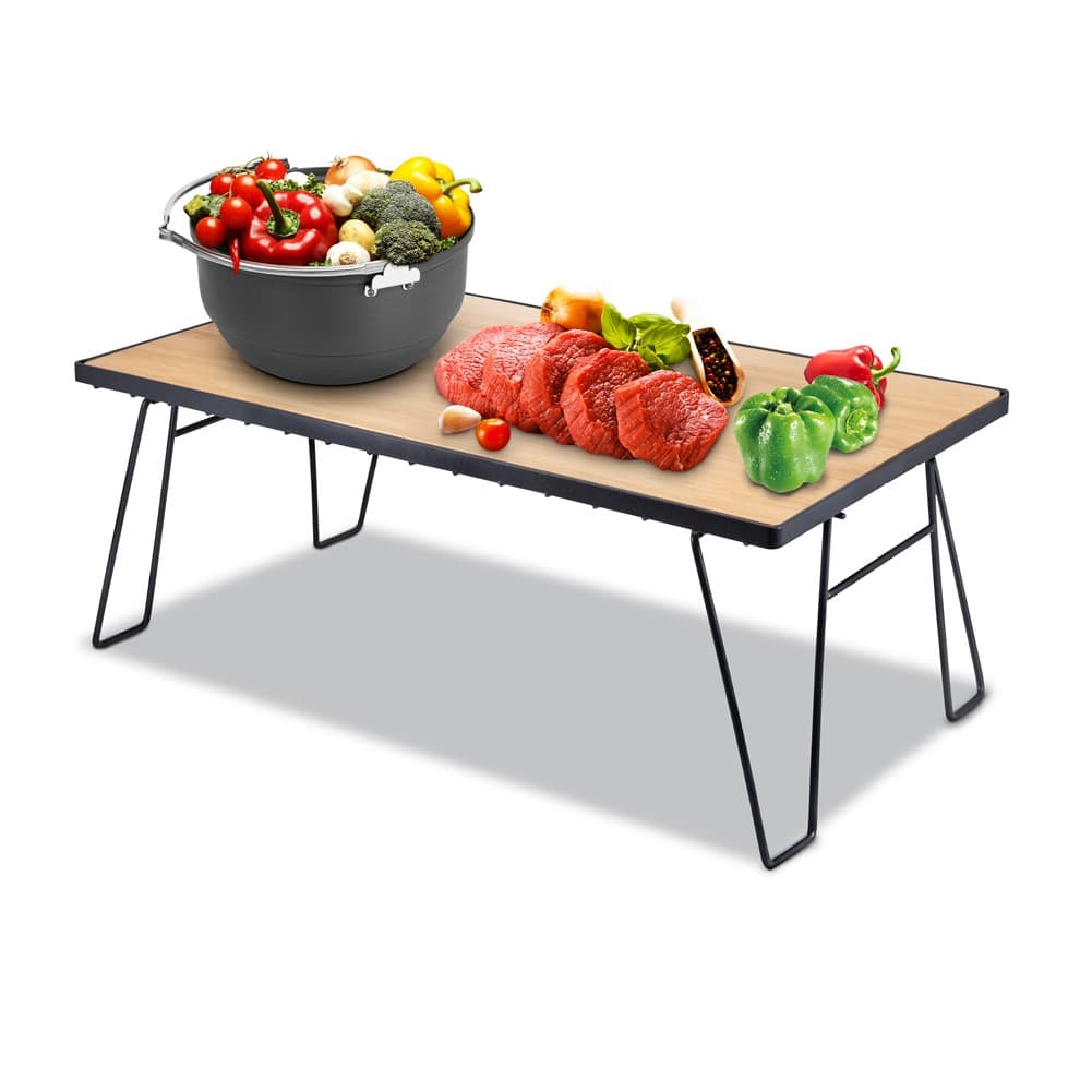 DPT, Foldable Bamboo Camping Table, Foldable Table for Outdoor and Home Gardens, Beige, Size 35*60*23 Cm