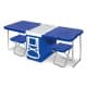 DPT, Fiberglass Table with Chairs for Camping, Foldable Table for Outdoor and Home Gardens, Blue*White, Size 105*49*42 Cm