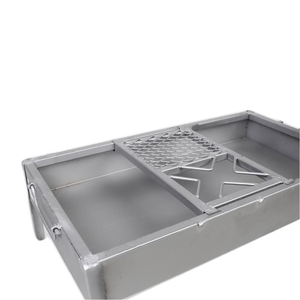 ALSANIDI, Charcoal grill for trips, Portable Charcoal Grill, Silver, Size 35*60 Cm