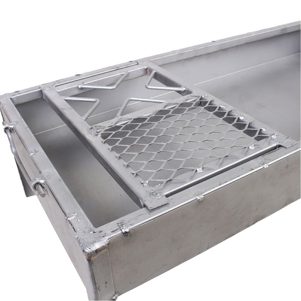ALSANIDI, Charcoal grill for trips, Portable Charcoal Grill, Silver, Size 35 × 73 x 20 cm