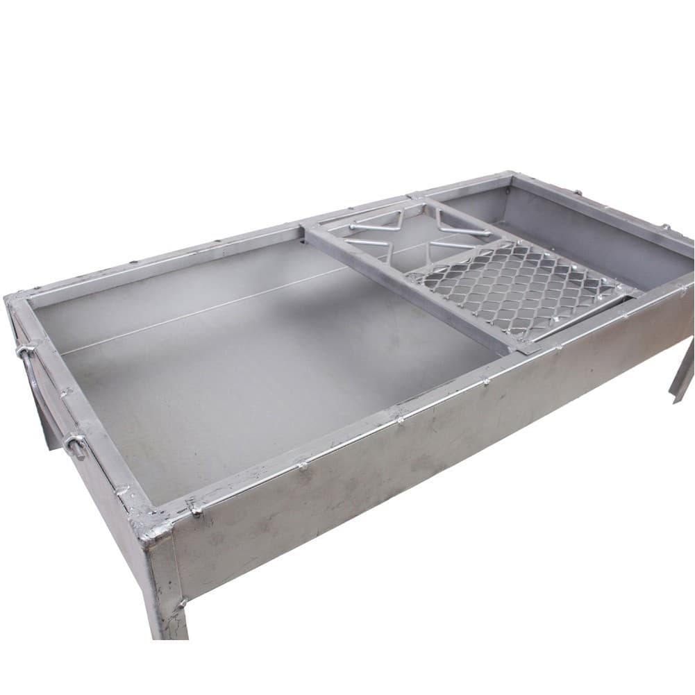 ALSANIDI, Charcoal grill for trips, Portable Charcoal Grill, Silver, Size 35 × 73 x 20 cm