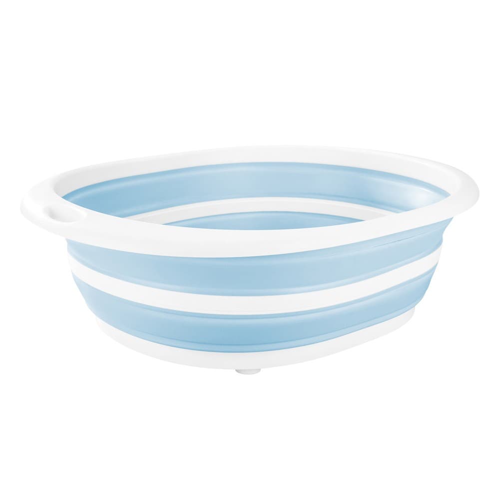 ALSANIDI, Foldable washing bowel, Water boweland Vegetables cutting stand, White*Blue, Size 41*32*12.5 Cm