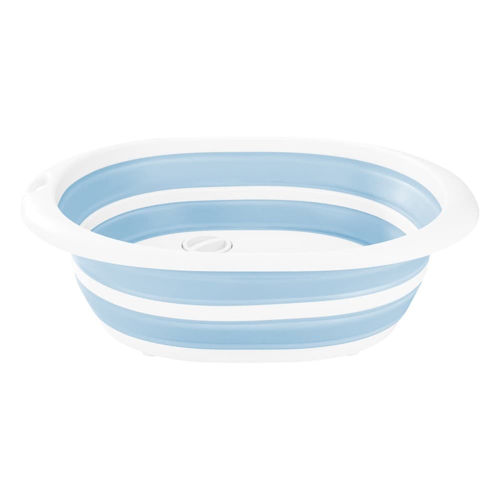 ALSANIDI, Foldable washing bowel, Water boweland Vegetables cutting stand, White*Blue, Size 41*32*12.5 Cm