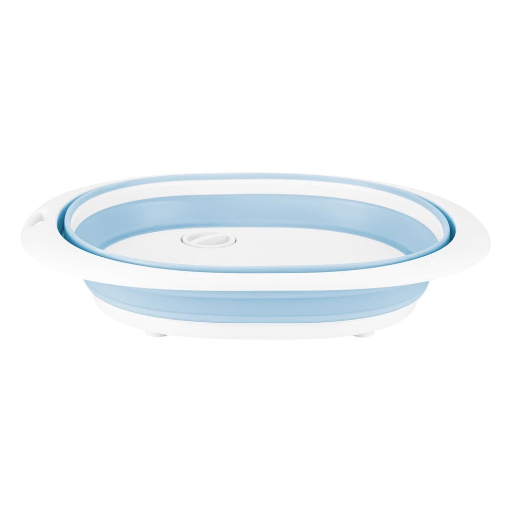 ALSANIDI, Foldable washing bowel, Water boweland Vegetables cutting stand, White*Blue, Size 41*32*12.5 Cm