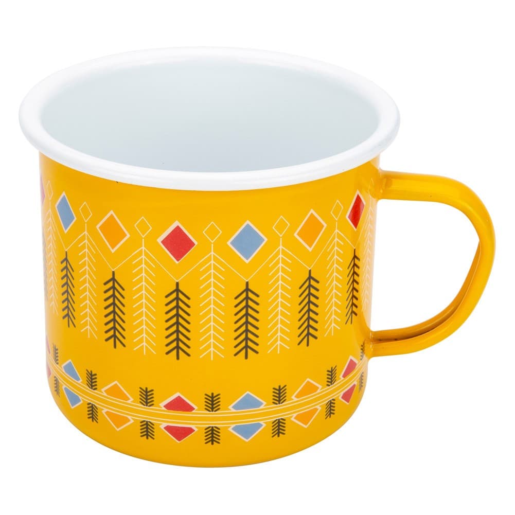 ALSANIDI, Al-Qatt Al-Asiri inscription cup, Coffee cup for trips and travel, Yellow, capacity 700 ml
