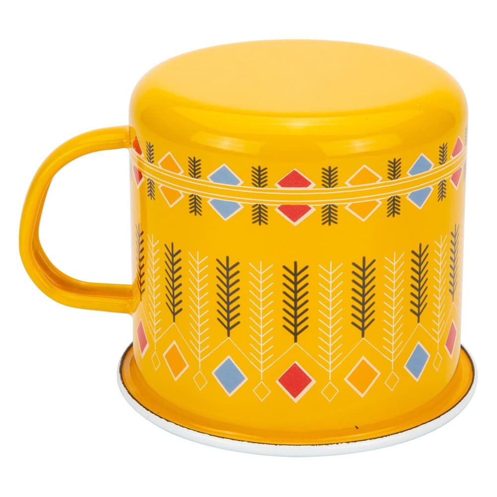ALSANIDI, Al-Qatt Al-Asiri inscription cup, Coffee cup for trips and travel, Yellow, capacity 700 ml