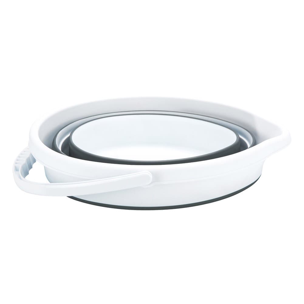 ALSANIDI, Foldable Camping platewashing Bucket, Foldable Polyethylene water bucket, White*Gray, capacity 5 L
