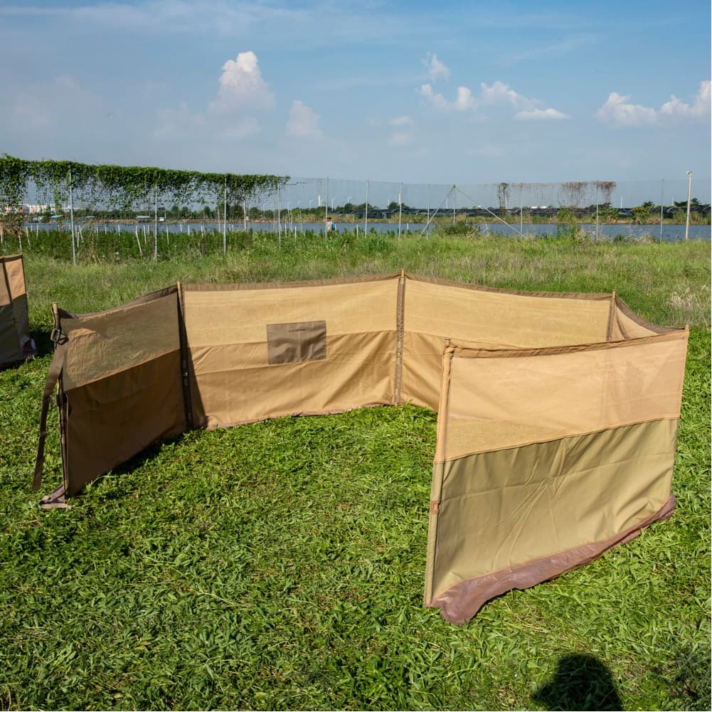 ALSANIDI, Foldable windbreak for trips, Al-Mashab windbreak, Kaki, Size 8*1.25Metre