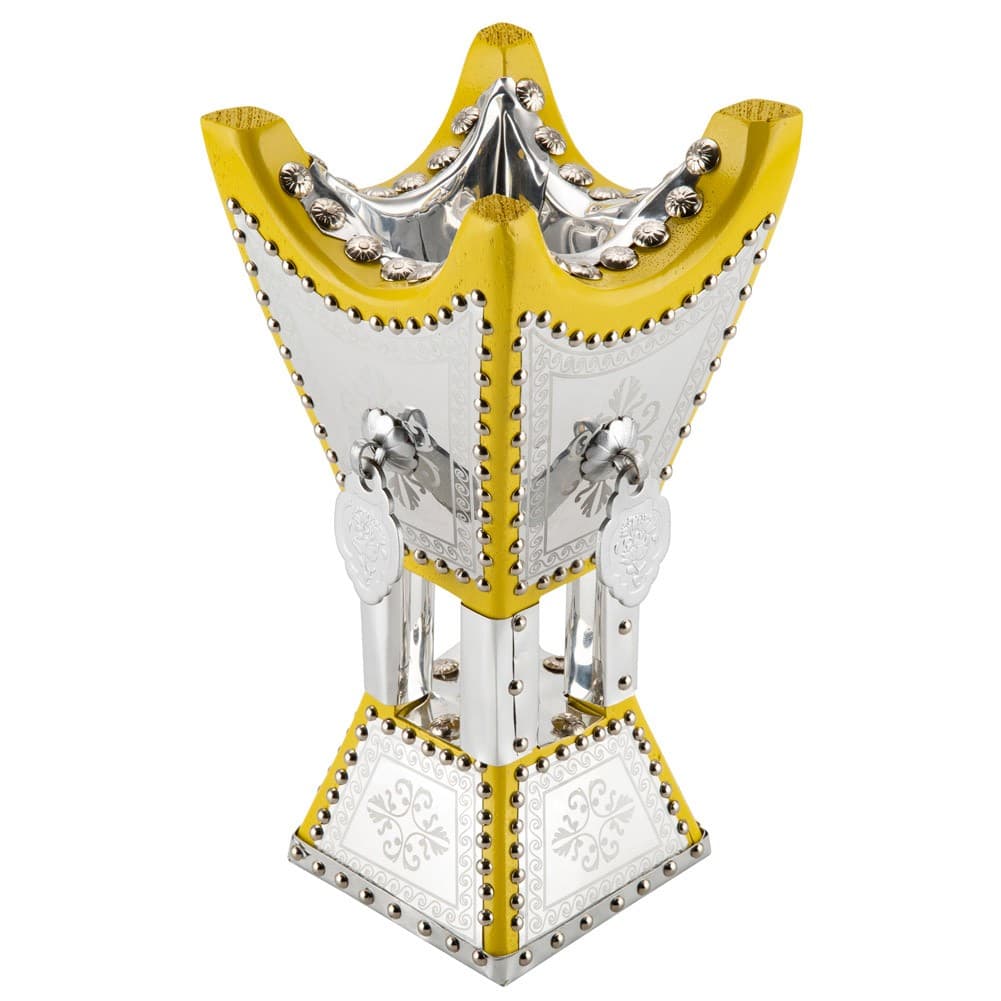 ALSANIDI, Traditional Incense Burner, Silver*Yellow, Size12*12*24Cm