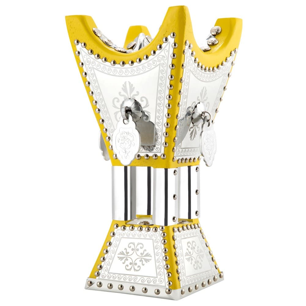 ALSANIDI, Traditional Incense Burner, Silver*Yellow, Size12*12*24Cm