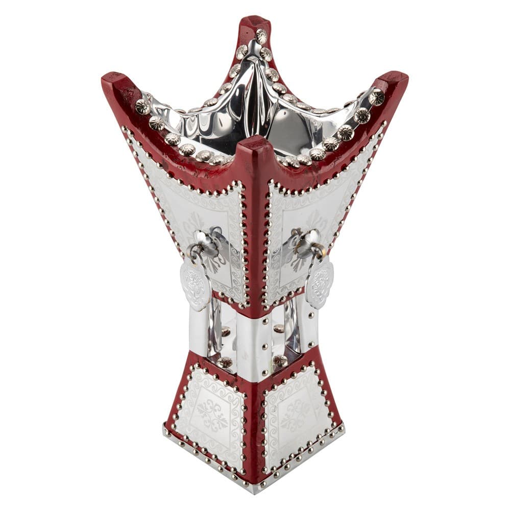 ALSANIDI, Traditional Incense Burner, Red*Silver, Size14*14*29Cm
