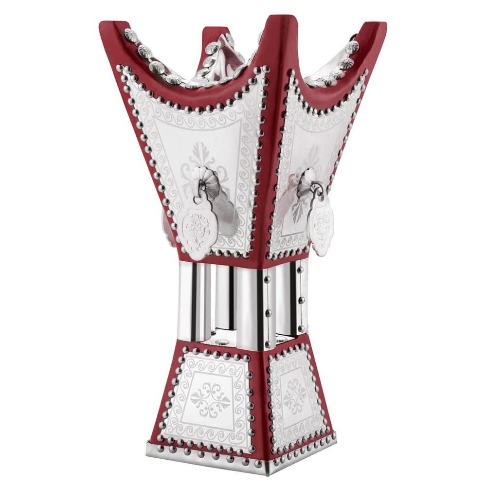ALSANIDI, Traditional Incense Burner, Red*Silver, Size14*14*29Cm