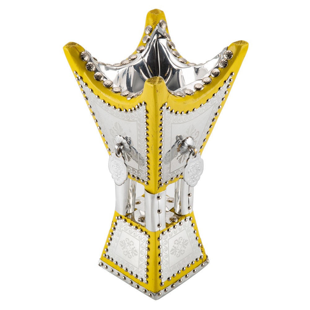 ALSANIDI, Traditional Incense Burner, Silver*Yellow, Size14*14*29Cm