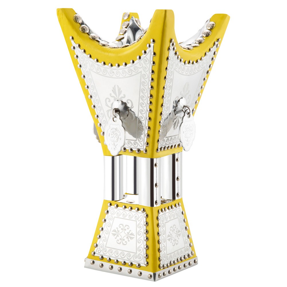 ALSANIDI, Traditional Incense Burner, Silver*Yellow, Size14*14*29Cm