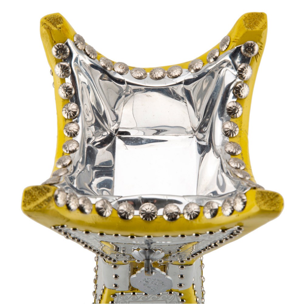 ALSANIDI, Traditional Incense Burner, Silver*Yellow, Size14*14*29Cm