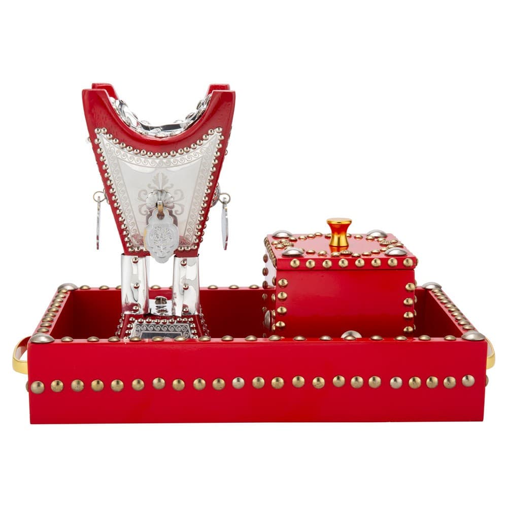 ALSANIDI, Incense Tools Set, Heritage Incense, Red*Silver, Size40*20*6.5Cm