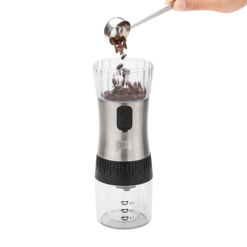 DPT, electric coffee grinder, Small Coffee grinder for trips, Silver, capacity 180 ml Size 8*8*22.5 Cm