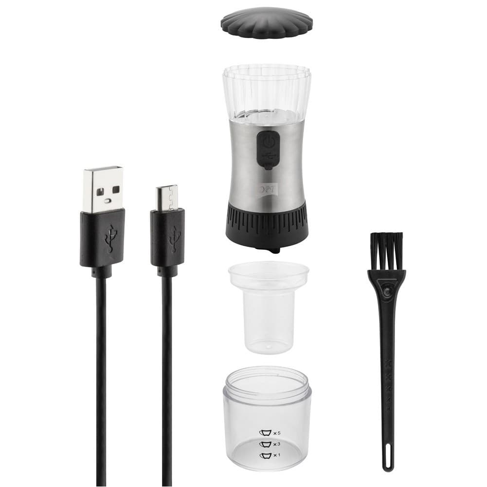DPT, electric coffee grinder, Small Coffee grinder for trips, Silver, capacity 180 ml Size 8*8*22.5 Cm