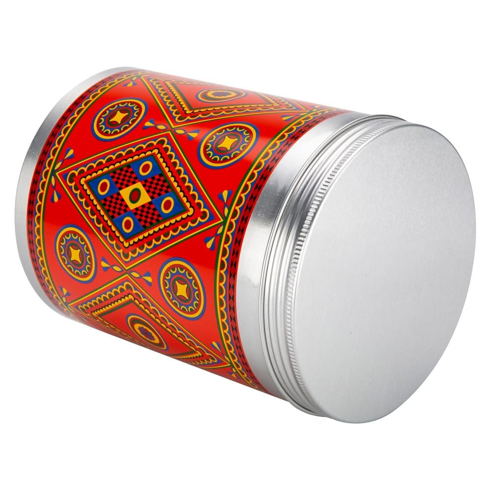 ALSANIDI, Najdi engraving aluminum spice box, Tea, coffee and sugar storage for trips, Silver, capacity 2000 ml