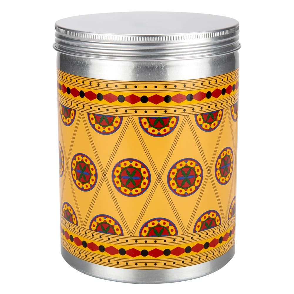 ALSANIDI, Najdi engraving aluminum spice box, Tea, coffee and sugar storage for trips, Silver, capacity 2000 ml