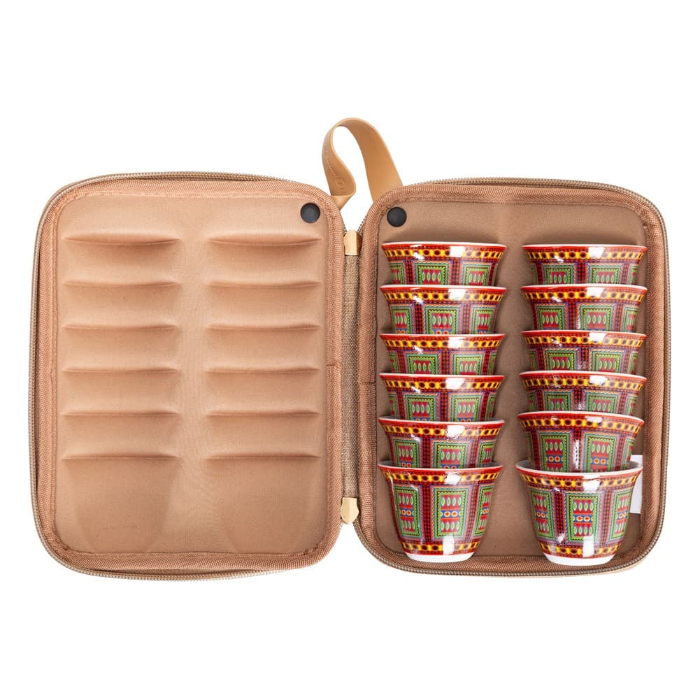ALSANIDI, Najdi engraving Completed anti-shock Mugs bag, Coffee mugs bag, Woody, Size 15*19.3*7.3Cm