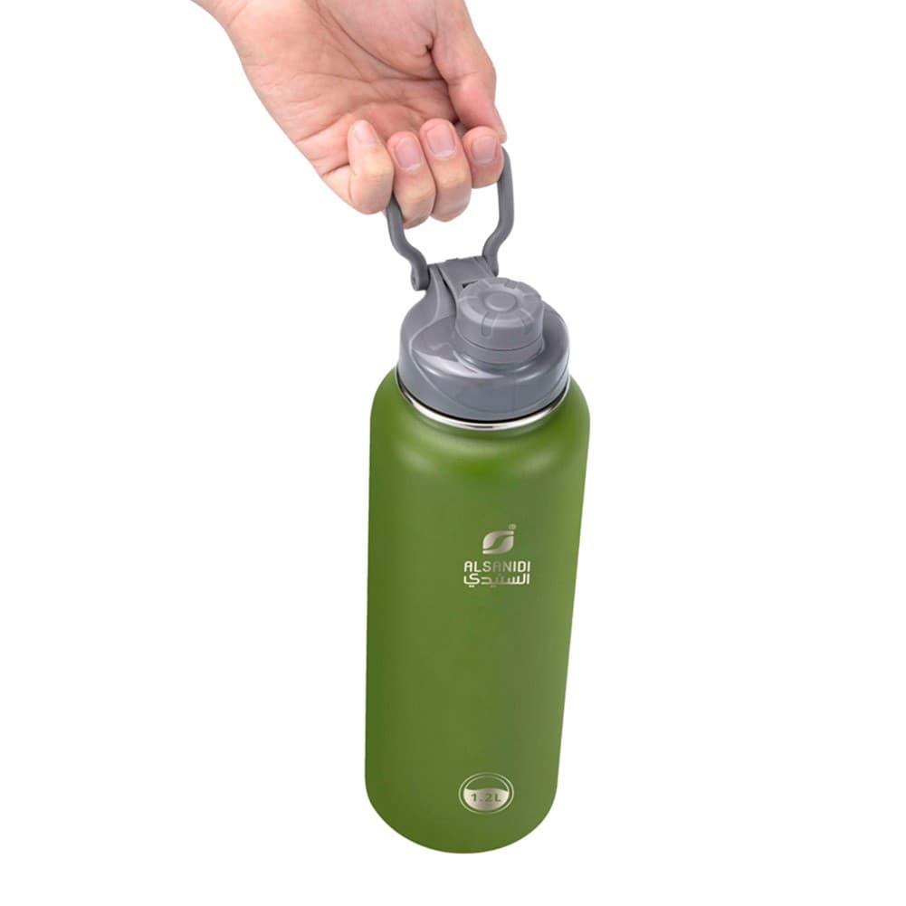 ALSANIDI, Stainless steel hot and cold Liquid Bottle, Sports water Bottle, Green, capacity 1.2 L